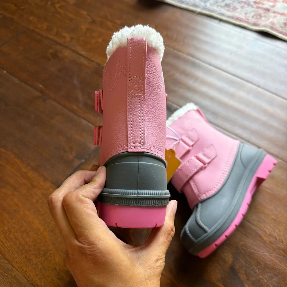 Cat & Jack Denver Pink Waterproof Snow Boots Faux Fur Trim Toddler Size 9 NEW